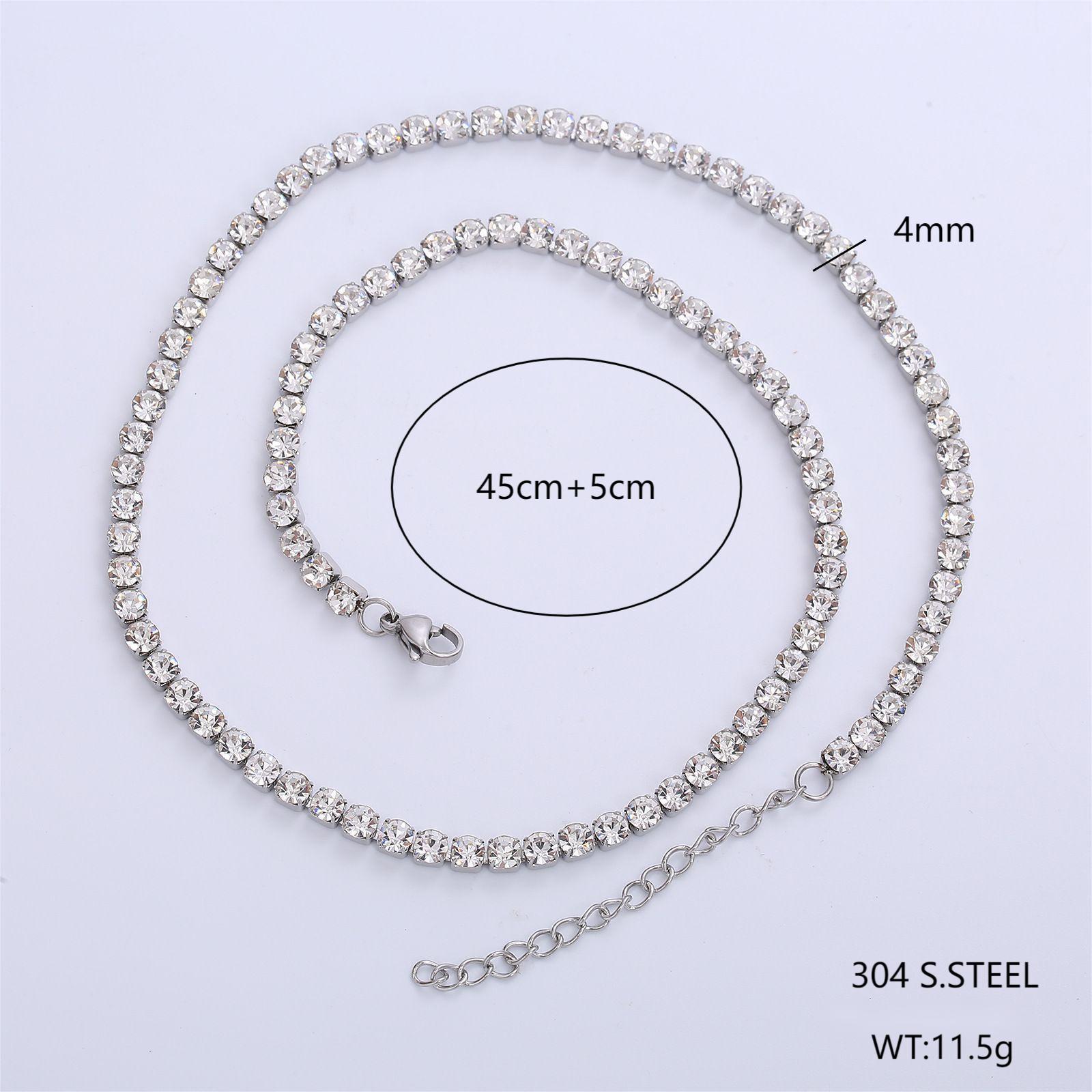 Acier Inoxydable 304 Plaqué Or 18K Style Simple Brillant Incruster Couleur Unie Strass Artificiels Collier display picture 10