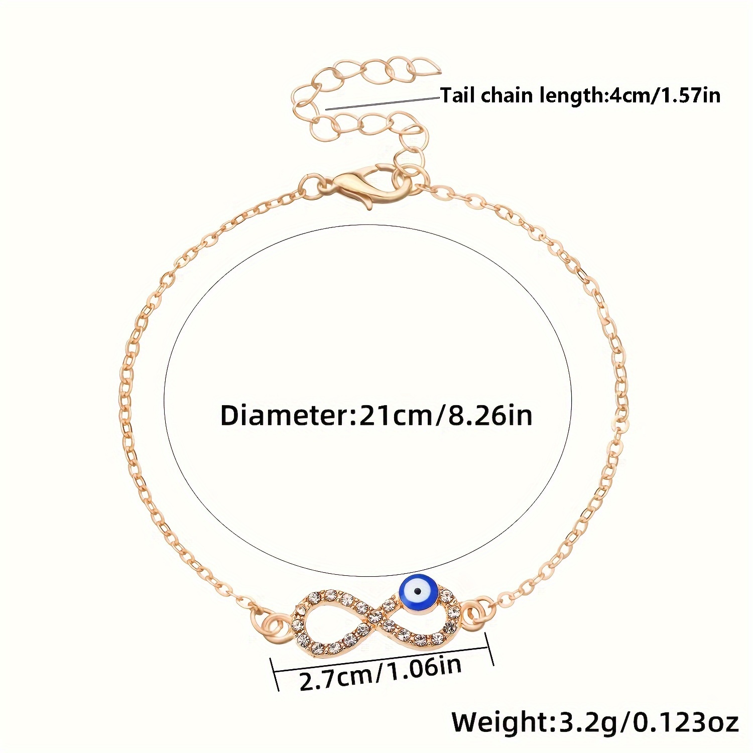 Vintage Style Simple Style Classic Style Number Eye Alloy Plating K Gold Plated Women's Anklet display picture 2