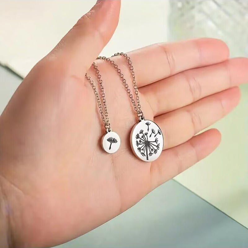 304 Stainless Steel Basic Modern Style Classic Style Round Dandelion Pendant Necklace display picture 5