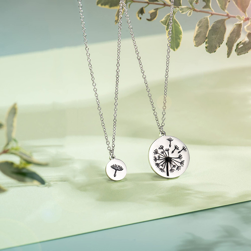 304 Stainless Steel Basic Modern Style Classic Style Round Dandelion Pendant Necklace display picture 2