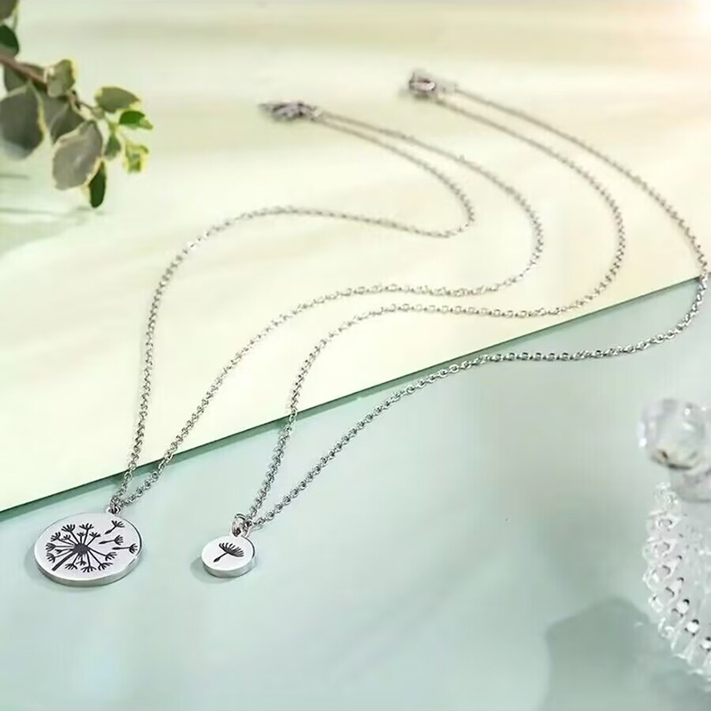 304 Stainless Steel Basic Modern Style Classic Style Round Dandelion Pendant Necklace display picture 3