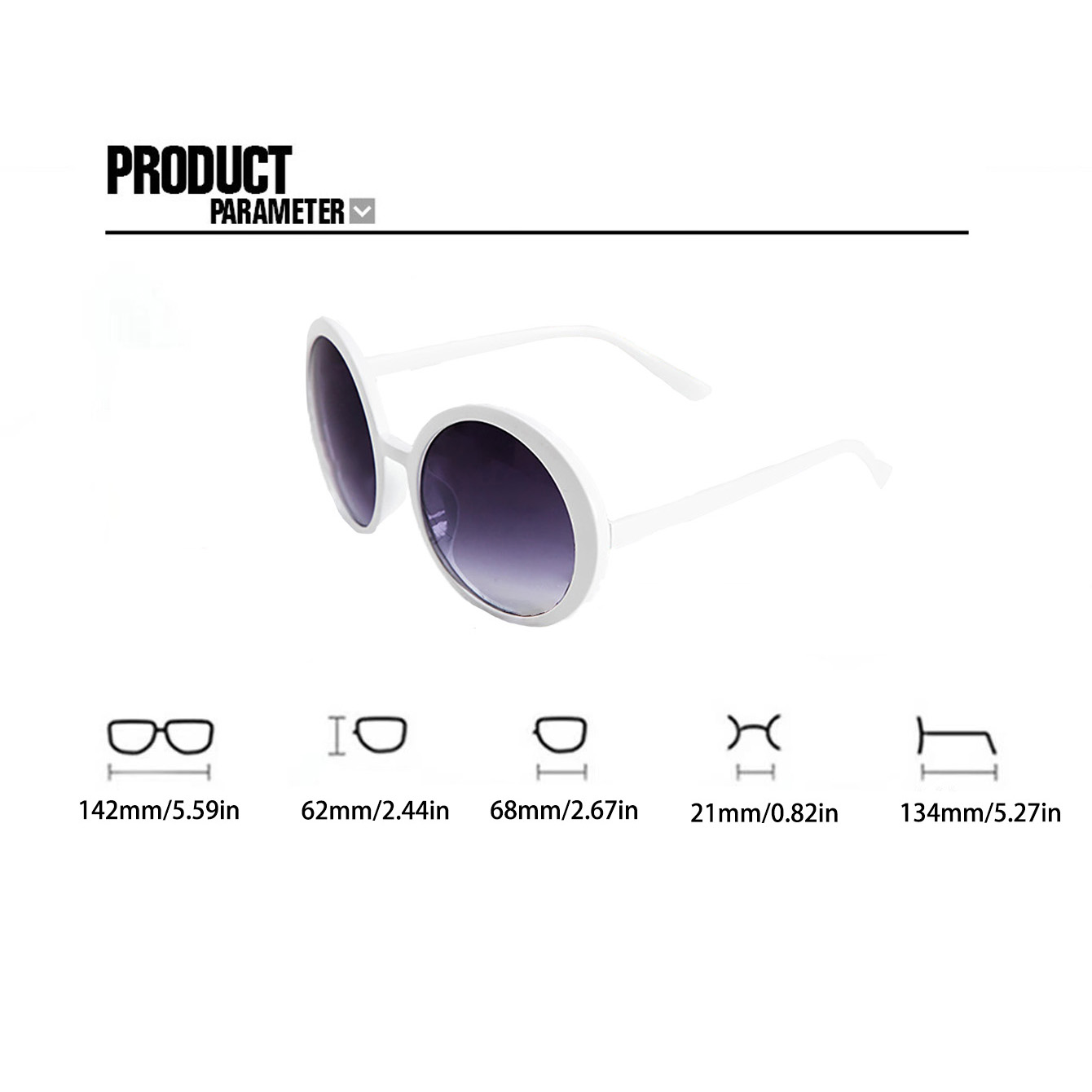 Casual Vintage Style Classic Style Solid Color Ac Round Frame Full Frame Women's Sunglasses display picture 3