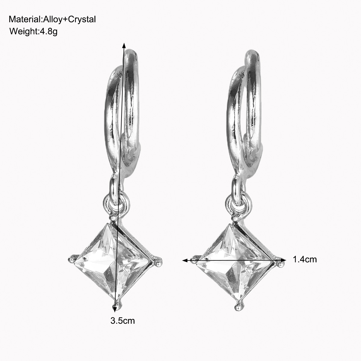 1 Pair IG Style Shiny Rhombus Inlay Metal Crystal Drop Earrings display picture 1
