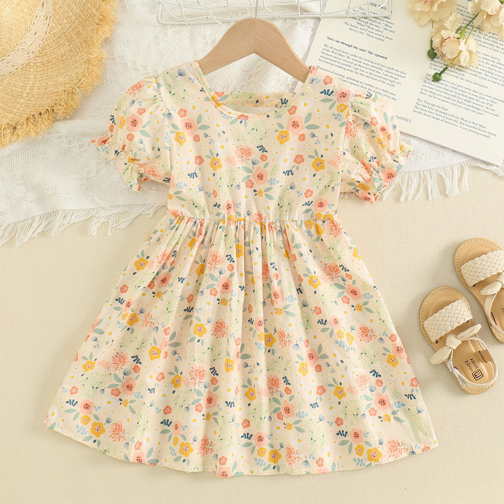 Princess Ditsy Floral Cotton Girls Dresses display picture 4
