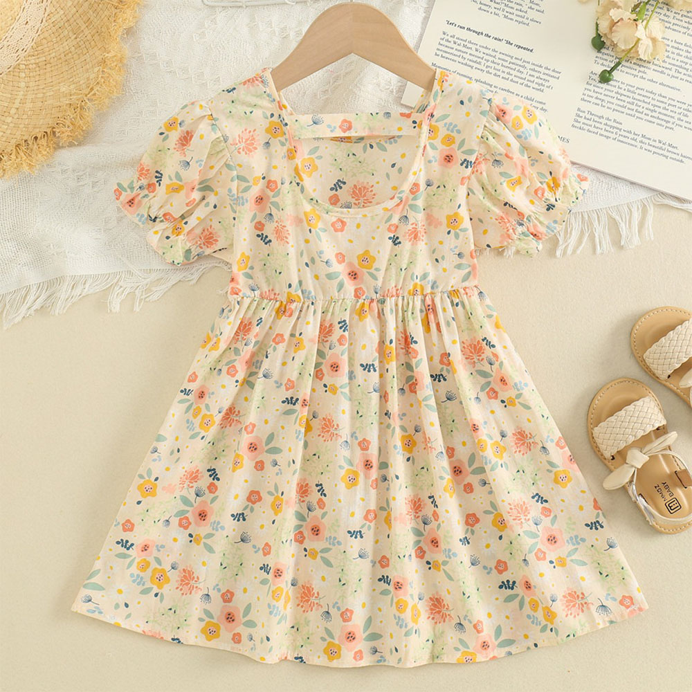 Princess Ditsy Floral Cotton Girls Dresses display picture 3