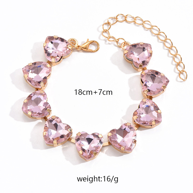 Simple Style Shiny Heart Shape Alloy Inlay Rhinestones Women's Bracelets display picture 2