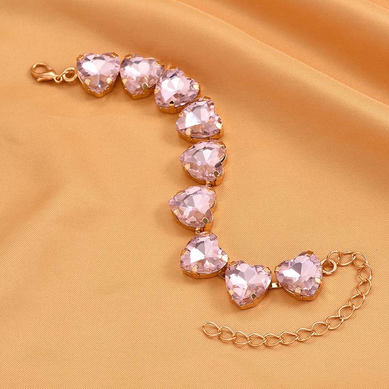 Simple Style Shiny Heart Shape Alloy Inlay Rhinestones Women's Bracelets display picture 5