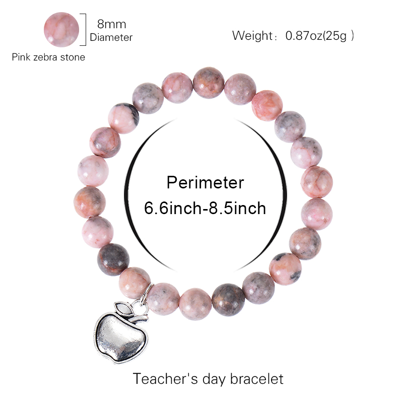 Simple Style Round Apple Natural Stone Titanium Steel Beaded Women's Bracelets display picture 1