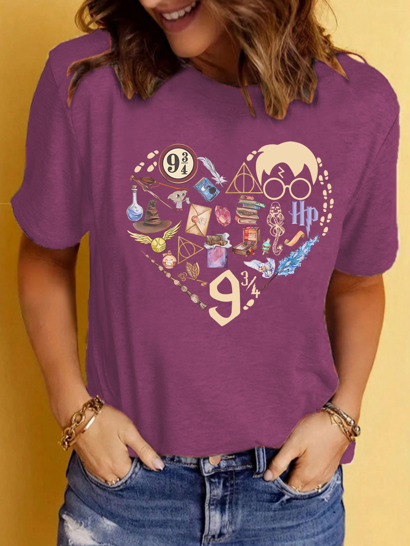 Women's T-shirt Short Sleeve T-Shirts Printing Streetwear Cartoon Heart Shape display picture 3