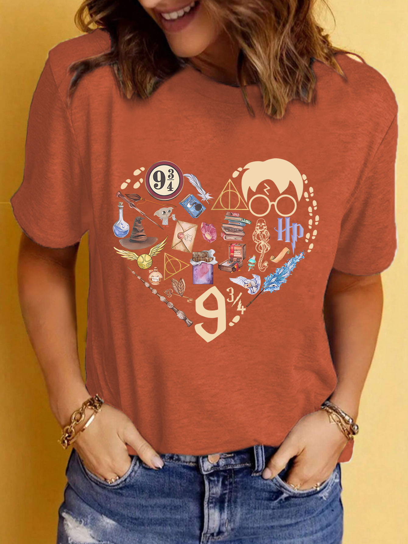 Women's T-shirt Short Sleeve T-Shirts Printing Streetwear Cartoon Heart Shape display picture 6