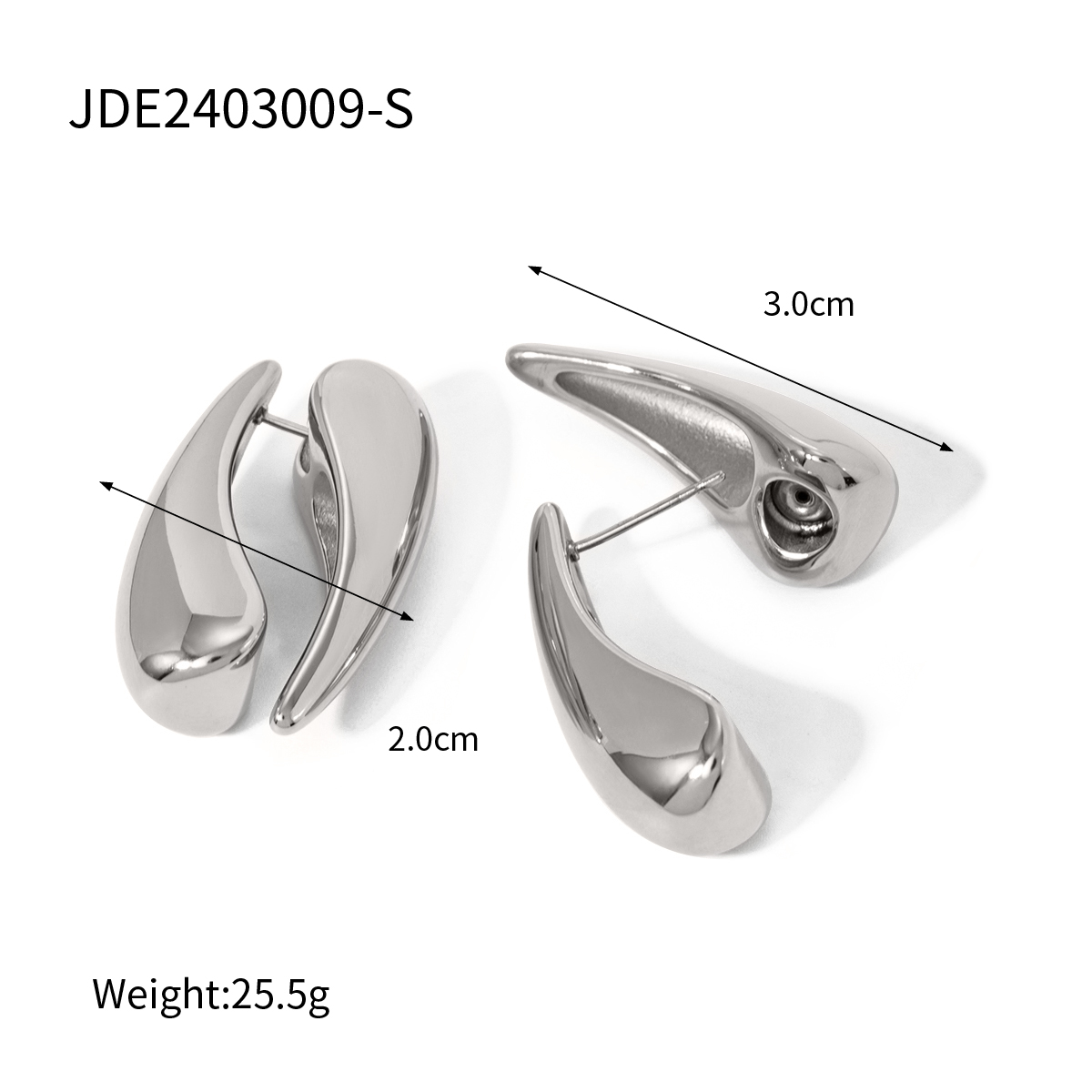 1 Pair IG Style Simple Style Water Droplets 316 Stainless Steel  18K Gold Plated Ear Studs display picture 6