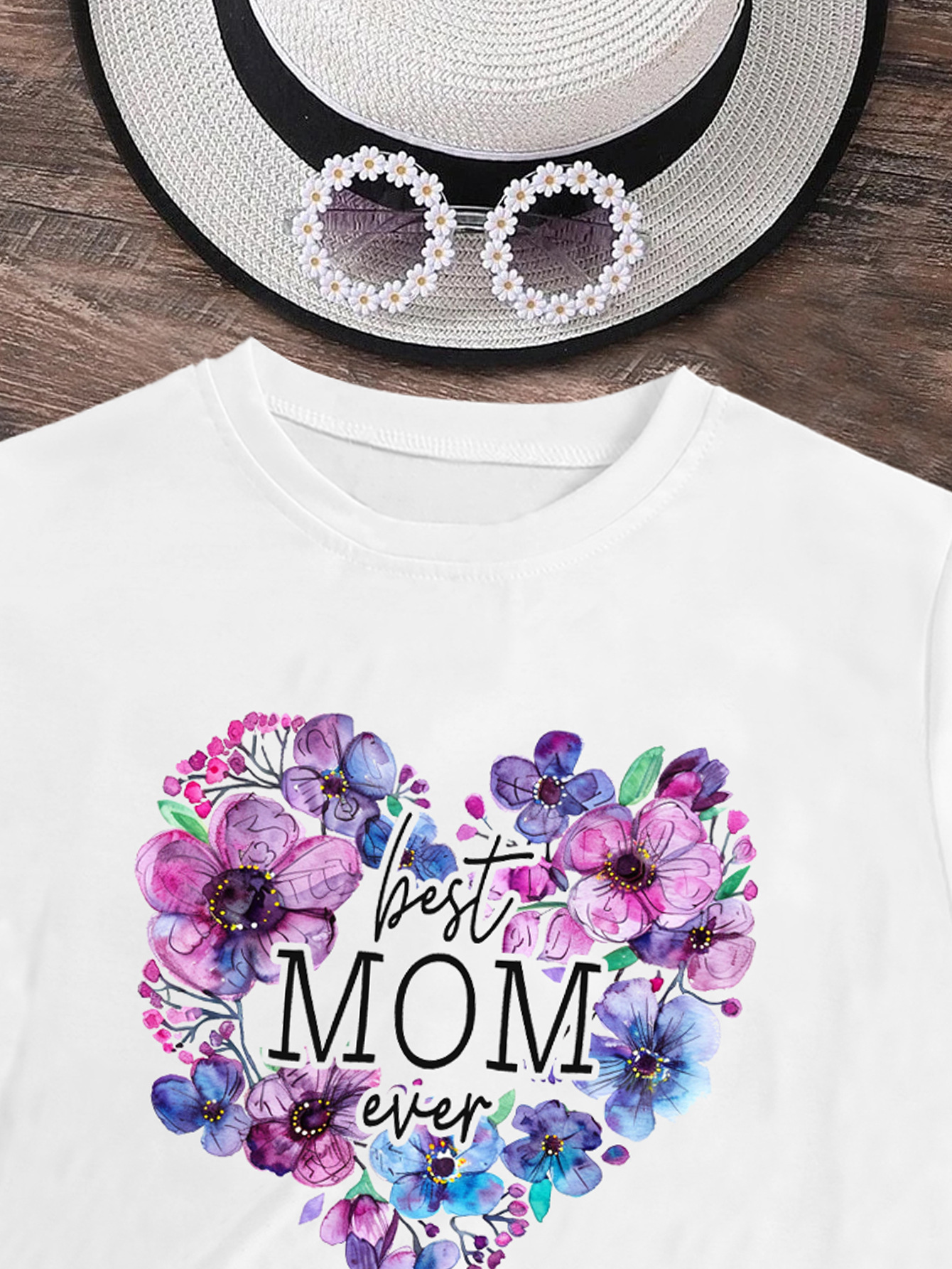 Einfacher Stil Brief Herzform Blume Polyester T-Shirts & Blusen display picture 3