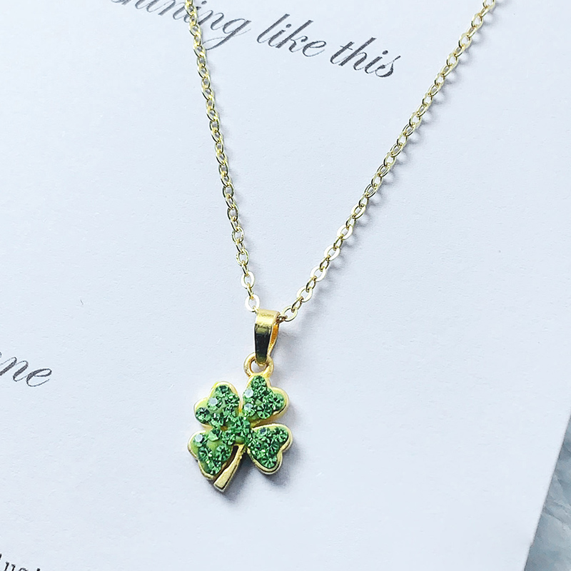 Sterling Silver Cute Sweet Simple Style Plating Inlay Four Leaf Clover Star Artificial Crystal Pendant Necklace display picture 1