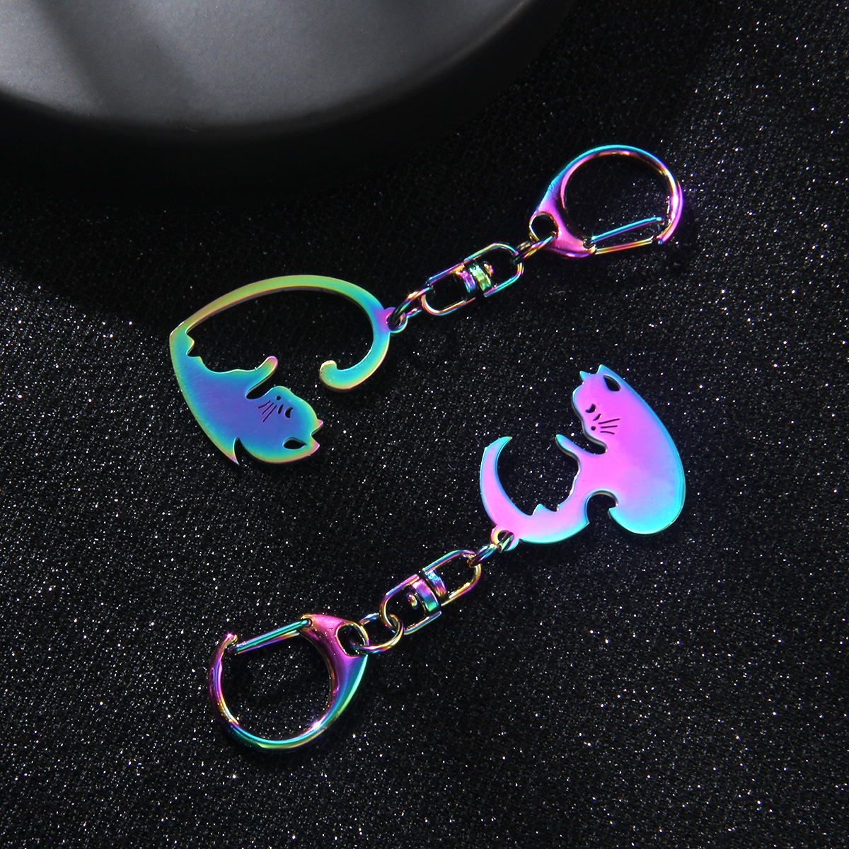 Cute Modern Style Cat 201 Stainless Steel Alloy Plating Bag Pendant Keychain display picture 4