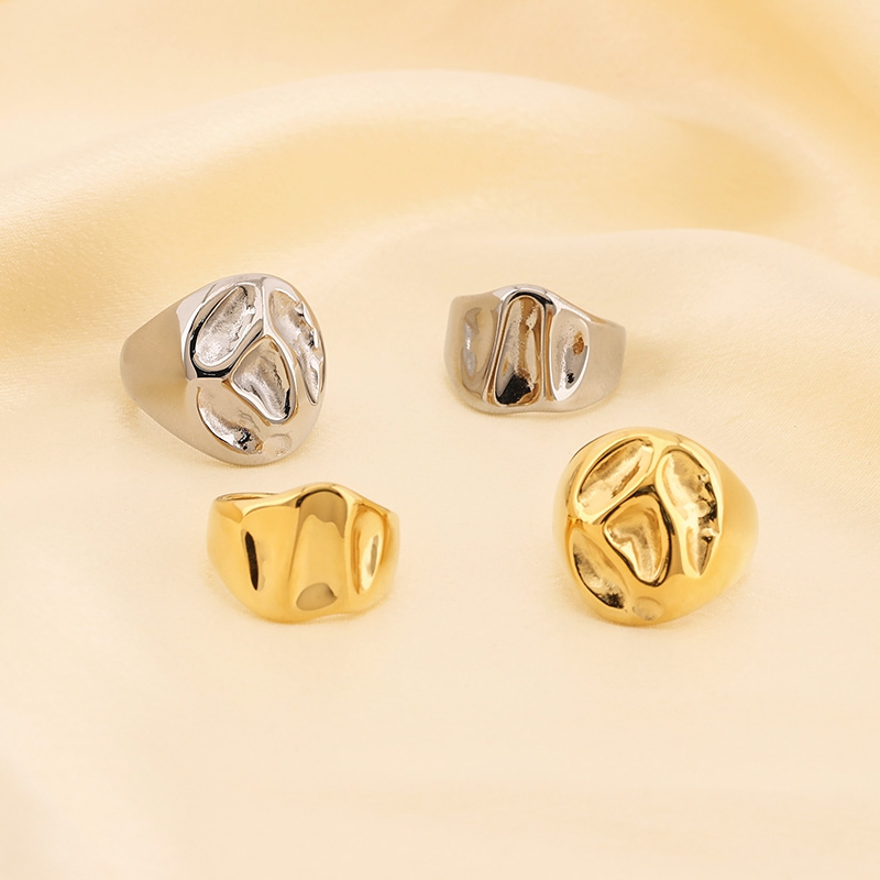 304 Stainless Steel 18K Gold Plated Simple Style Irregular Solid Color Rings display picture 5