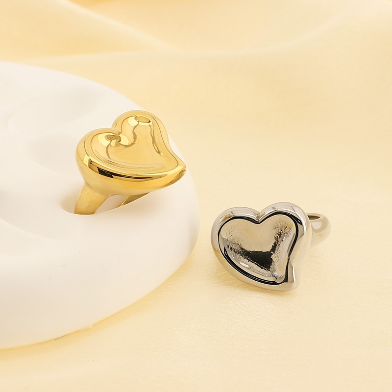 Basic Classic Style Commute Heart Shape Solid Color 304 Stainless Steel 18K Gold Plated Rings In Bulk display picture 2