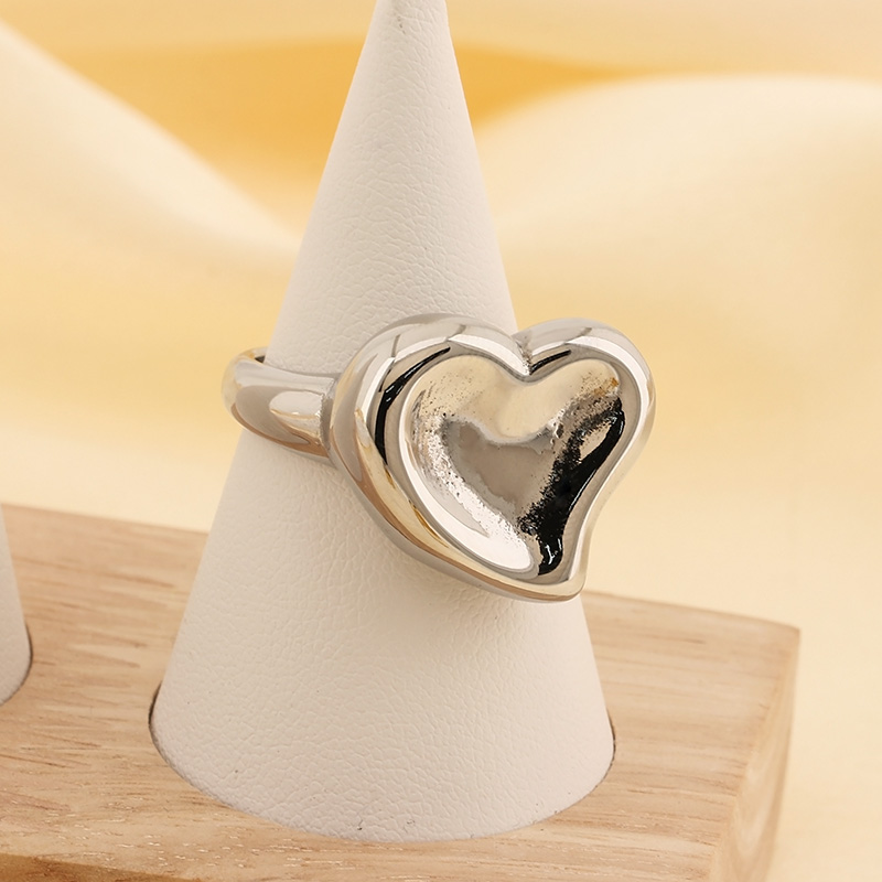 Basic Classic Style Commute Heart Shape Solid Color 304 Stainless Steel 18K Gold Plated Rings In Bulk display picture 5