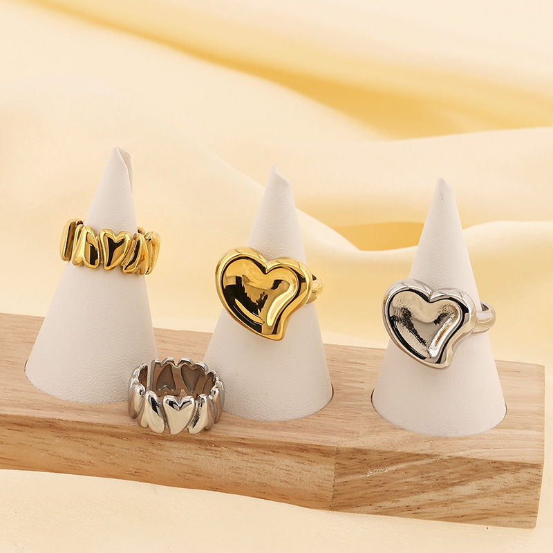 Basic Classic Style Commute Heart Shape Solid Color 304 Stainless Steel 18K Gold Plated Rings In Bulk display picture 6
