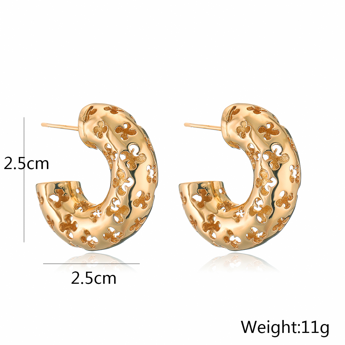 1 Pair Basic Modern Style Classic Style Geometric Flower Plating Copper 18K Gold Plated White Gold Plated Hoop Earrings display picture 1