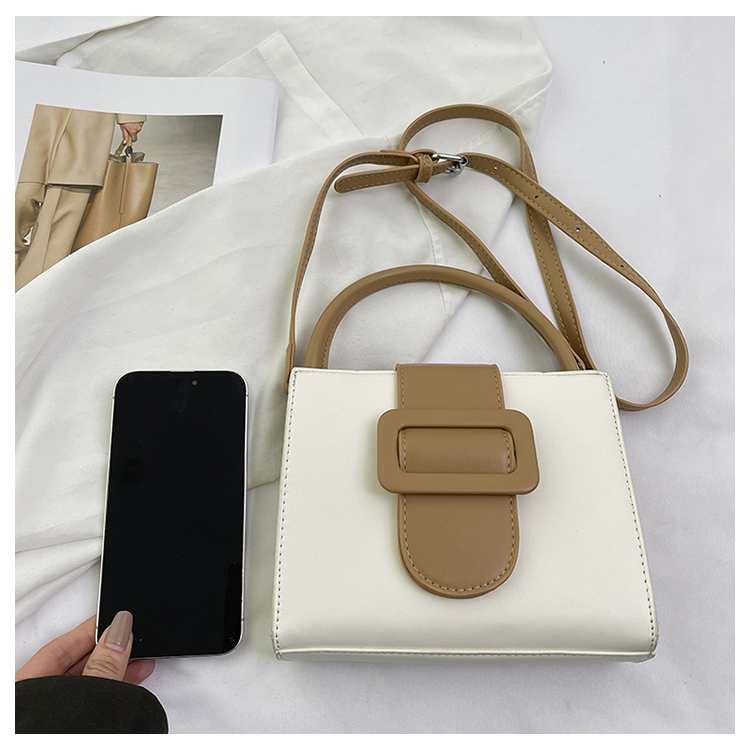 Women's Medium Pu Leather Color Block Solid Color Vintage Style Classic Style Sewing Thread Magnetic Buckle Crossbody Bag display picture 2