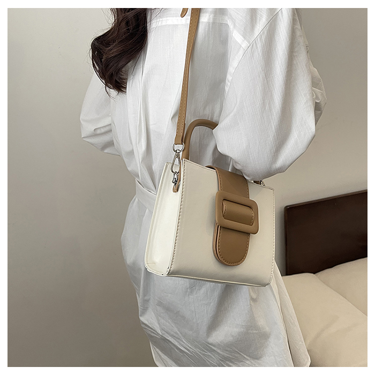 Women's Medium Pu Leather Color Block Solid Color Vintage Style Classic Style Sewing Thread Magnetic Buckle Crossbody Bag display picture 7