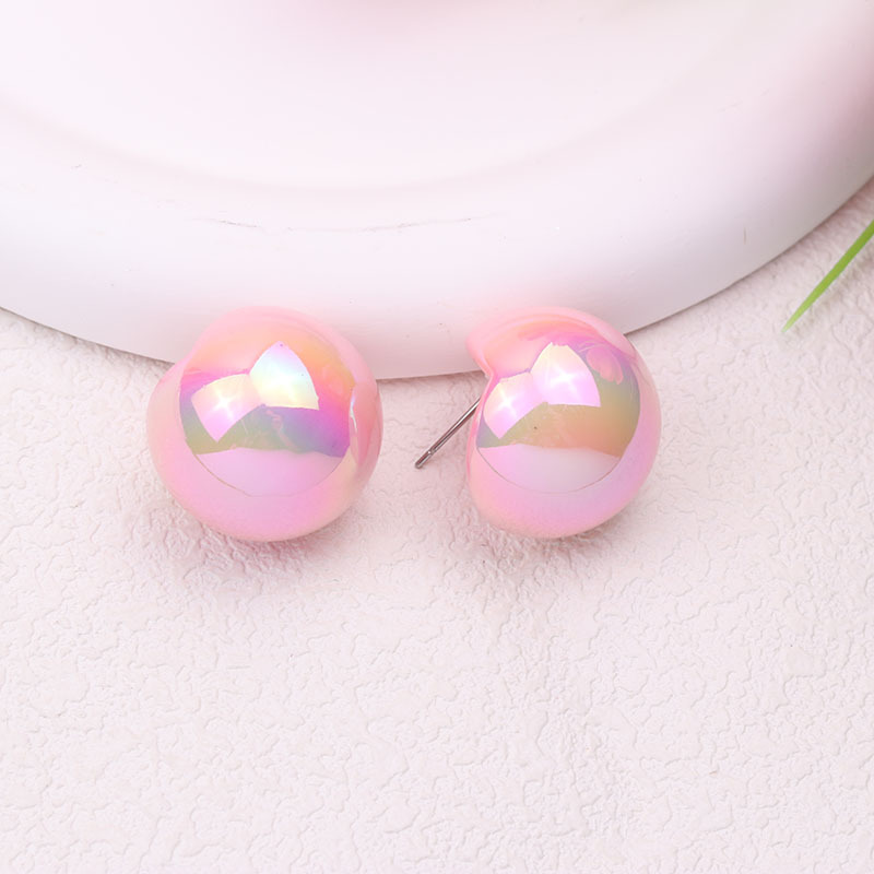 1 Pair IG Style Simple Style Round Plating Arylic Ear Studs display picture 2