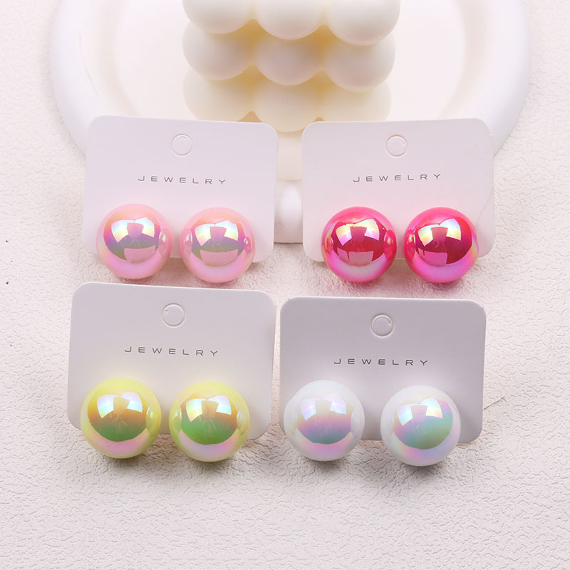 1 Pair IG Style Simple Style Round Plating Arylic Ear Studs display picture 4