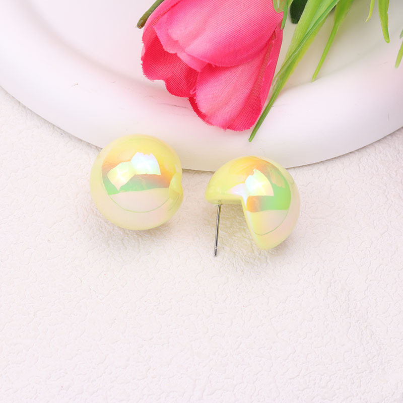 1 Pair IG Style Simple Style Round Plating Arylic Ear Studs display picture 3