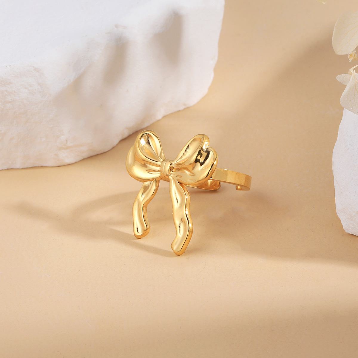 Sweet Simple Style Bow Knot 304 Stainless Steel 18K Gold Plated Open Rings In Bulk display picture 2