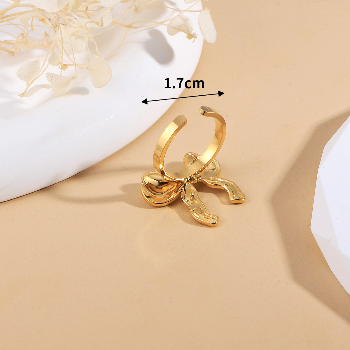 Sweet Simple Style Bow Knot 304 Stainless Steel 18K Gold Plated Open Rings In Bulk display picture 4