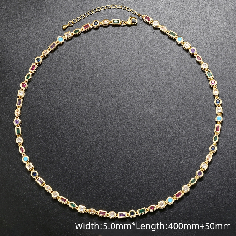 Cobre Chapados en oro de 18k Elegante Lujoso Brillante Enchapado Embutido Irregular Ronda Circón Pulsera Collar display picture 6