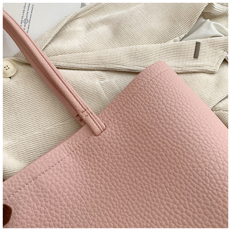 Women's Large Pu Leather Solid Color Basic Classic Style Sewing Thread Magnetic Buckle Tote Bag display picture 7