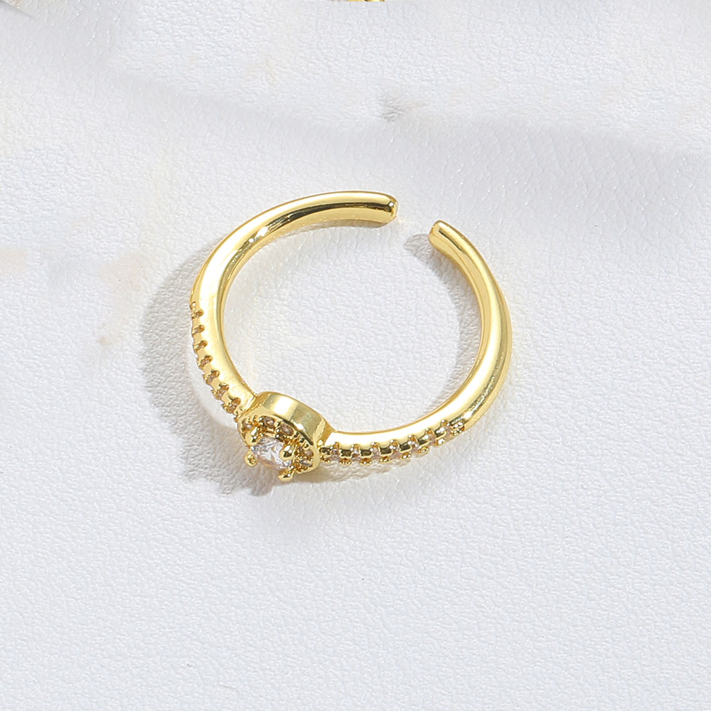 Copper Gold Plated Vintage Style Simple Style Plating Inlay Solid Color Zircon Open Rings display picture 12