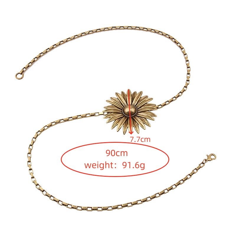 Casual Elegant Vintage Style Chrysanthemum Gold Plated Alloy Copper Wholesale Waist Chain display picture 14