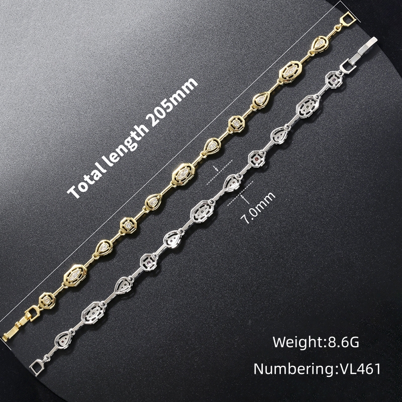Copper 18K Gold Plated Casual Elegant Simple Style Plating Inlay Water Droplets Rhombus Copper Zircon Bracelets Necklace display picture 10
