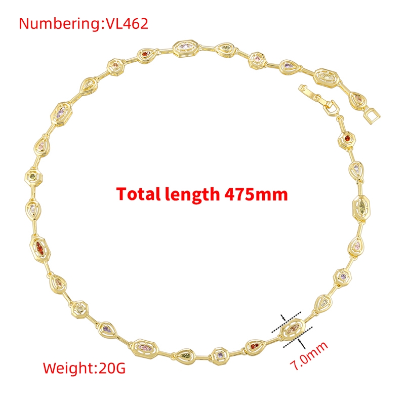 Copper 18K Gold Plated Casual Elegant Simple Style Plating Inlay Water Droplets Rhombus Copper Zircon Bracelets Necklace display picture 7