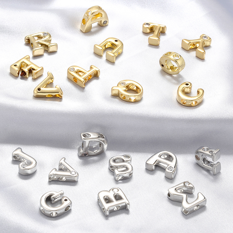 1 Piece 2.5mm Copper Copper Zircon 18K Gold Plated Letter Beads Spacer Bars display picture 1