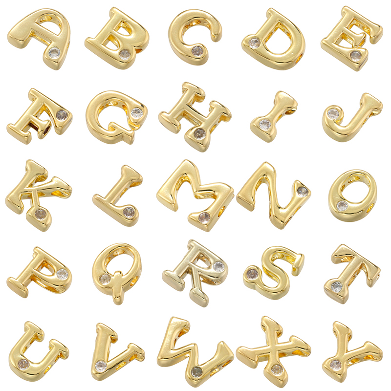 1 Piece 2.5mm Copper Copper Zircon 18K Gold Plated Letter Beads Spacer Bars display picture 3