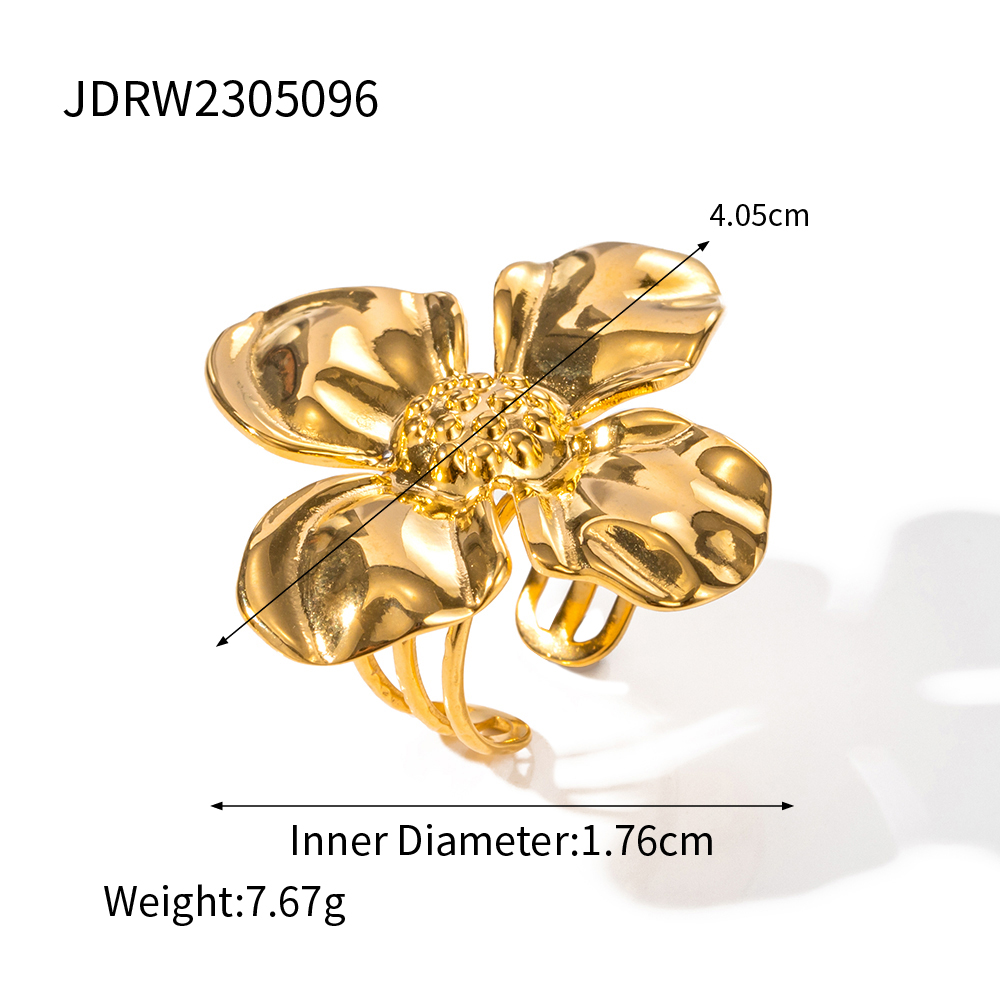 Einfacher Stil Klassischer Stil Blume Edelstahl 304 18 Karat Vergoldet Ringe In Masse display picture 2