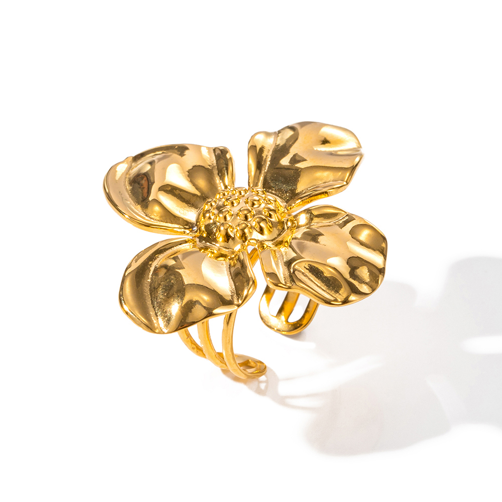 Einfacher Stil Klassischer Stil Blume Edelstahl 304 18 Karat Vergoldet Ringe In Masse display picture 1