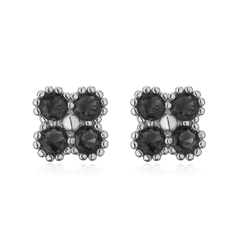 1 Pair Elegant Lady Modern Style Four Leaf Clover Square Plating Inlay Copper Rhinestones Zircon Ear Studs display picture 3