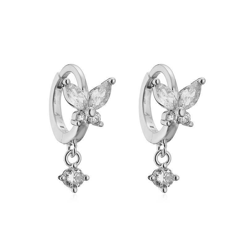 1 Pair Elegant Lady Modern Style Butterfly Plating Inlay Copper Zircon Drop Earrings display picture 1