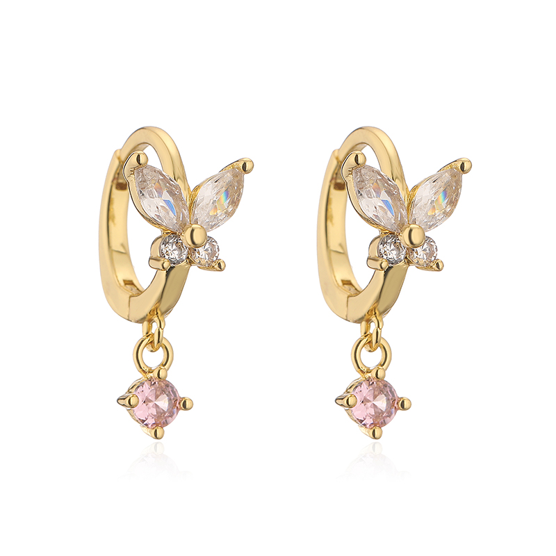 1 Pair Elegant Lady Modern Style Butterfly Plating Inlay Copper Zircon Drop Earrings display picture 4