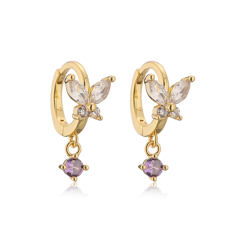 1 Paire Élégant Dame Style Moderne Papillon Placage Incruster Le Cuivre Zircon Boucles D'oreilles display picture 2