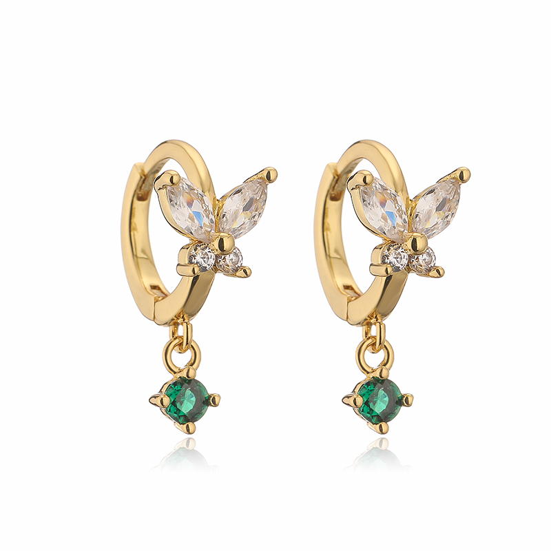1 Pair Elegant Lady Modern Style Butterfly Plating Inlay Copper Zircon Drop Earrings display picture 5