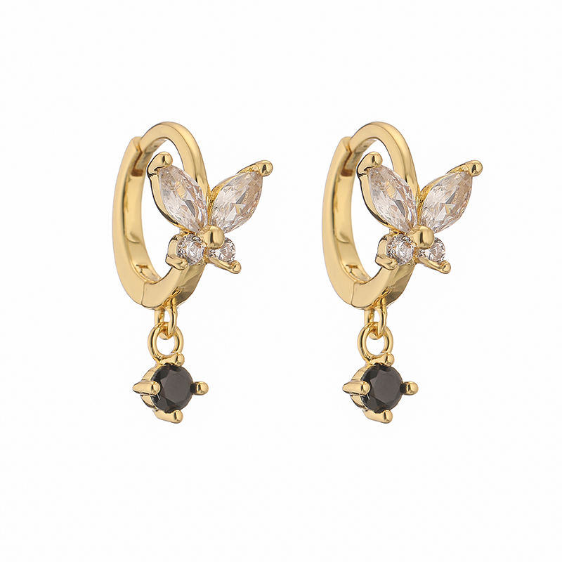 1 Pair Elegant Lady Modern Style Butterfly Plating Inlay Copper Zircon Drop Earrings display picture 6