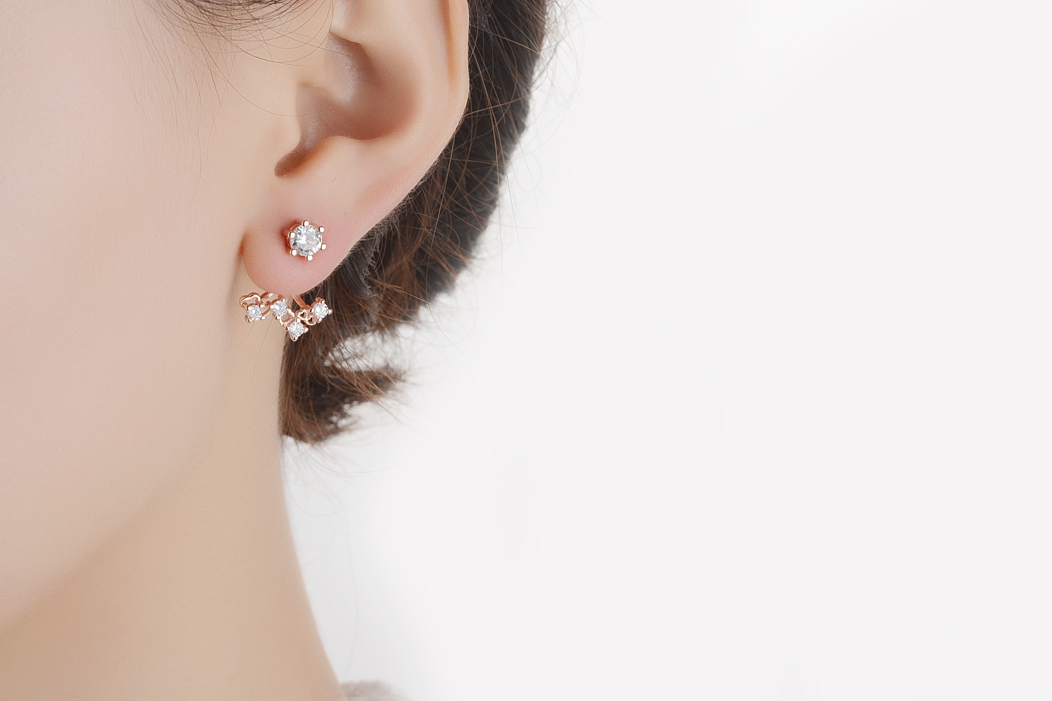 1 Pair Elegant Lady Geometric Inlay Copper Zircon Ear Studs display picture 4