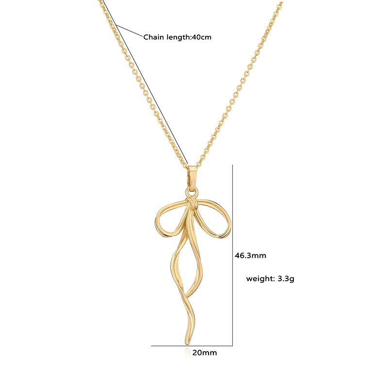 Kupfer Lässig Elegant Einfacher Stil Inlay Bogenknoten Künstliche Perlen Zirkon Halskette Mit Anhänger display picture 4