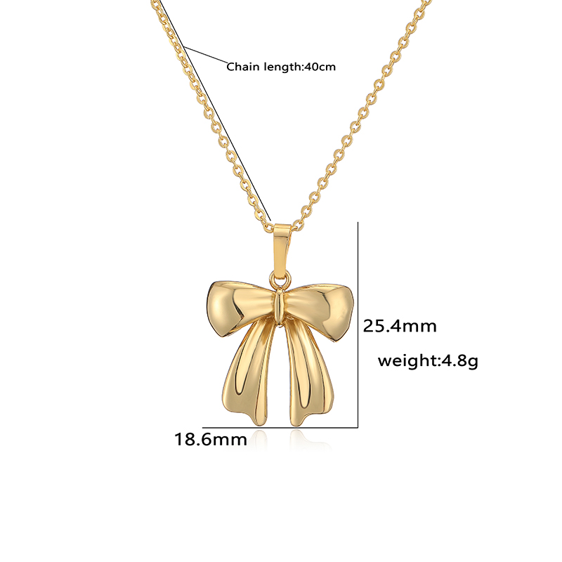 Kupfer Lässig Elegant Einfacher Stil Inlay Bogenknoten Künstliche Perlen Zirkon Halskette Mit Anhänger display picture 2