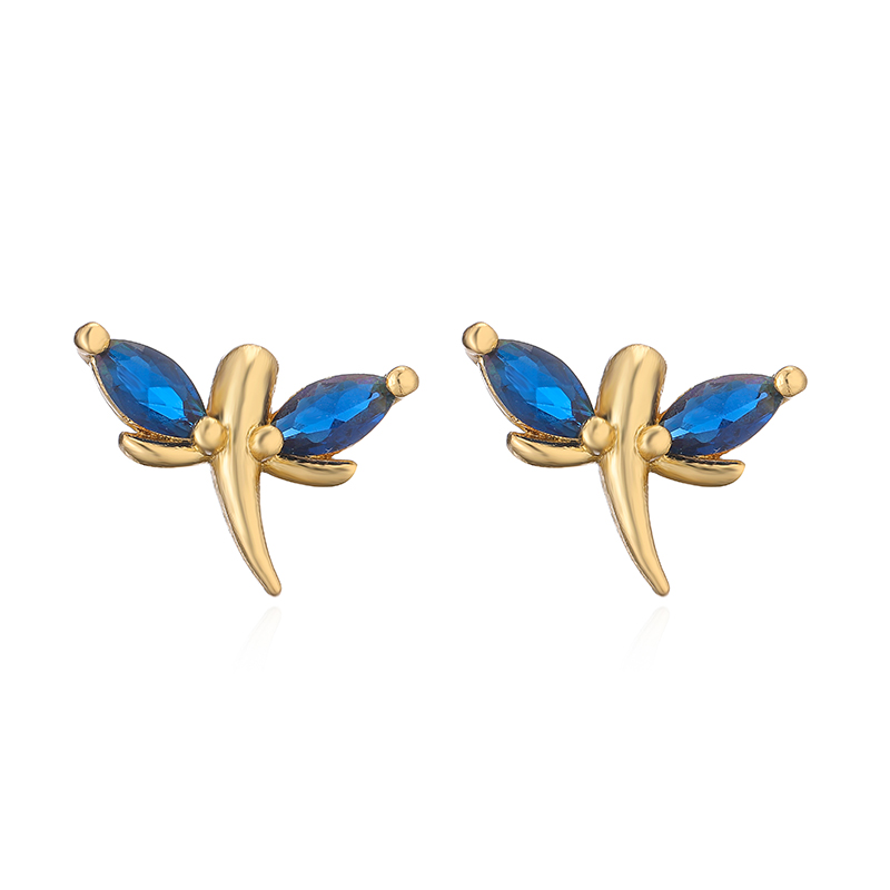 1 Pair Elegant Lady Modern Style Heart Shape Dragonfly Butterfly Plating Inlay Copper Copper Zircon Ear Studs display picture 8